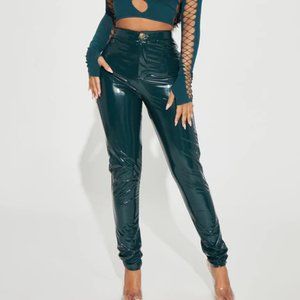 Fashion Nova Late Night Texts Vinyl Pants - Hunter